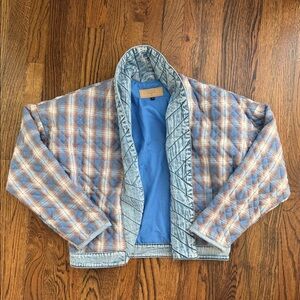 BLANK NYC Plaid Quilted Jacket with Blue Lining